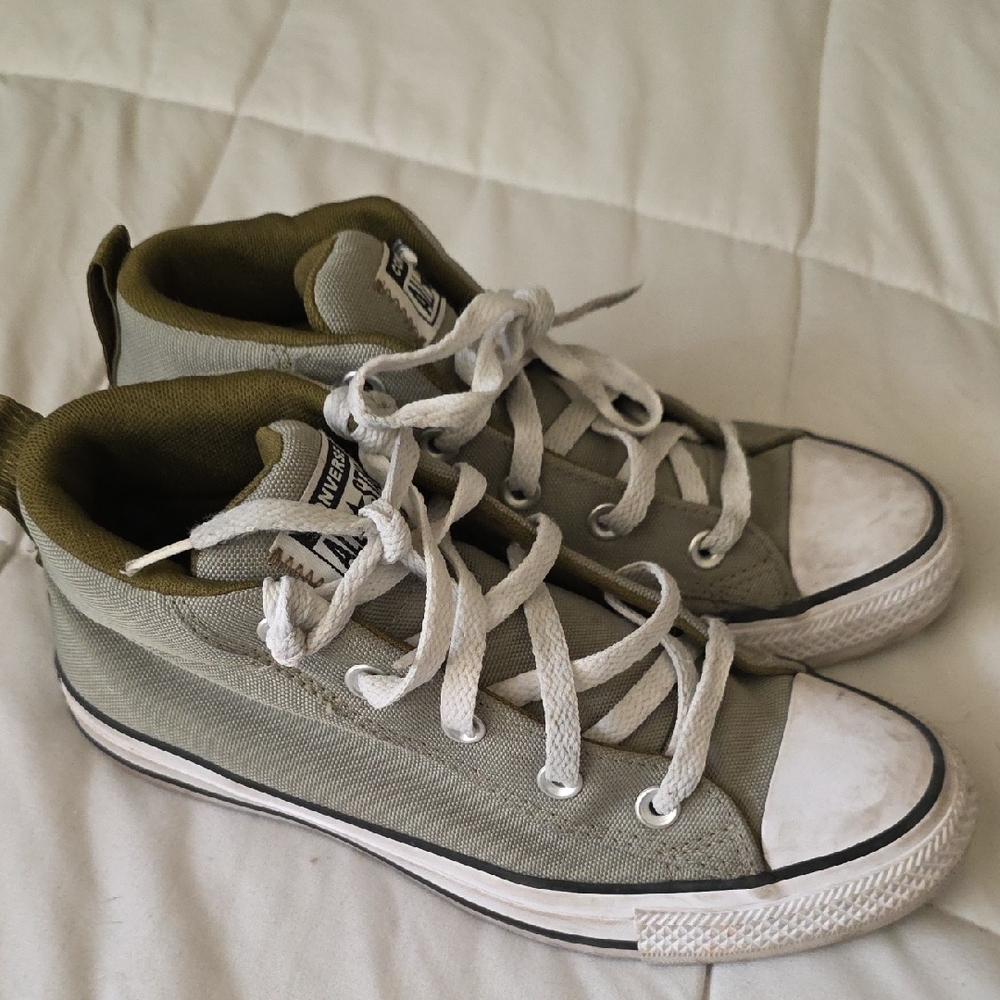 Converse Olive Green and White Sneakers Unisex M5/W7